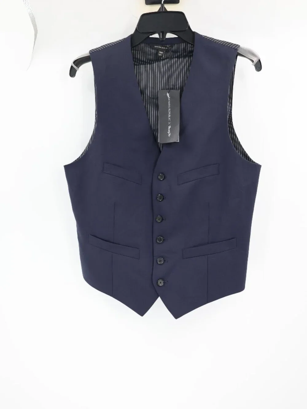 NWT Banana Republic Suit Vest Mens 38R Marzotto Wool Blend Waistcoat Blue gilet